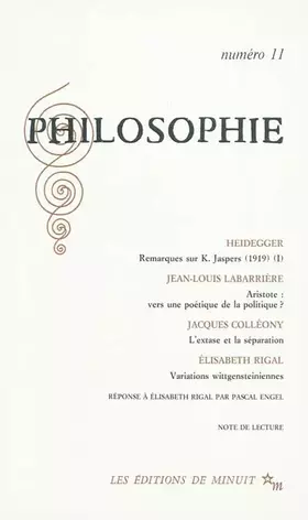 Couverture du produit · Philosophie, numéro 11. Heidegger