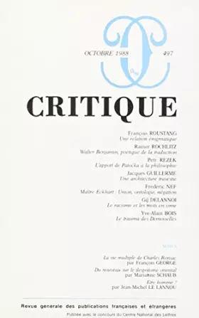 Couverture du produit · Revue Critique