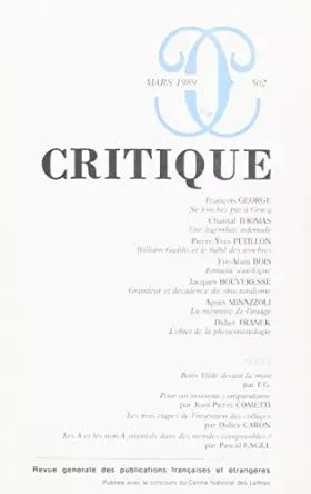 Couverture du produit · Revue Critique
