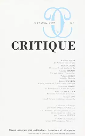 Couverture du produit · Revue Critique, numéro 511