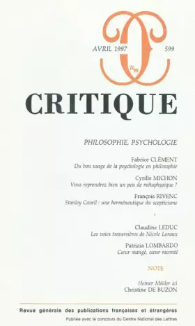 Couverture du produit · Critique, numéro 599