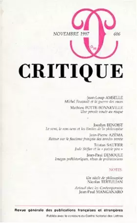 Couverture du produit · Revue Critique, numéro 606