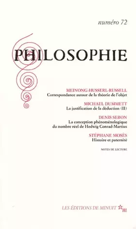 Couverture du produit · Philosophie, numéro 72