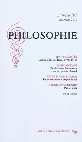 Couverture du produit · Philosophie, 107, Automne 2010 :