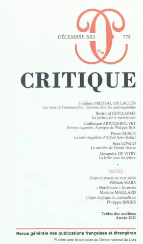 Couverture du produit · Critique, N° 775 :