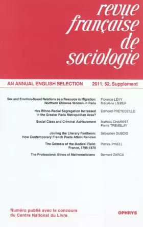 Couverture du produit · 08 RFS 2011 VOL 52 SUPPL'ANGLAIS