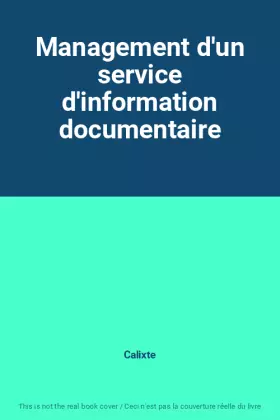 Couverture du produit · Management d'un service d'information documentaire