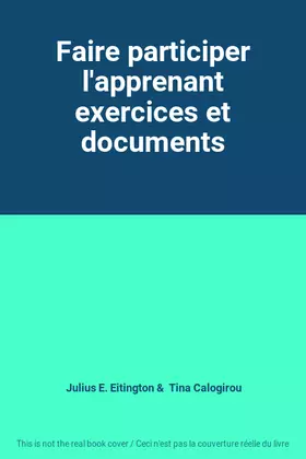 Couverture du produit · Faire participer l'apprenant exercices et documents
