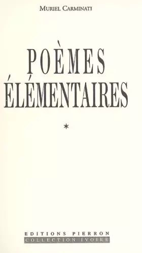 Couverture du produit · Poèmes élémentaires