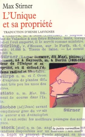 Couverture du produit · L'Unique et sa propriété