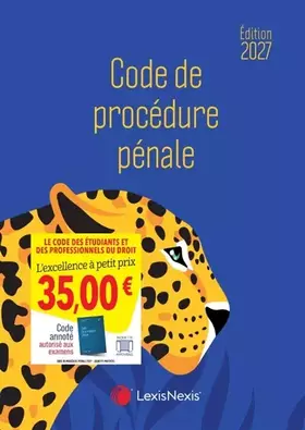 Couverture du produit · Code de procédure pénale 2027 Jaquette Panthère