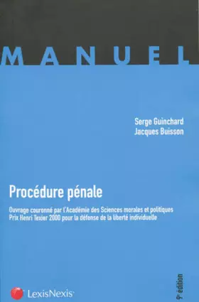 Couverture du produit · Procédure pénale