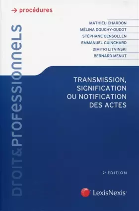 Couverture du produit · Transmission, signification ou notification des actes