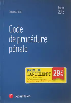 Couverture du produit · Code de procédure pénale 2015