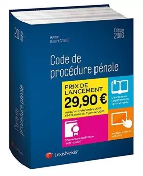 Couverture du produit · Code de procédure pénale 2016