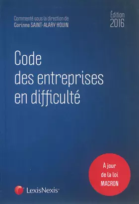 Couverture du produit · Code des entreprises en difficulté 2016