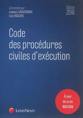 Couverture du produit · Code des procédures civiles d'exécution 2016