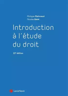 Couverture du produit · introduction a l etude du droit