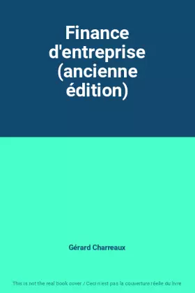 Couverture du produit · Finance d'entreprise (ancienne édition)