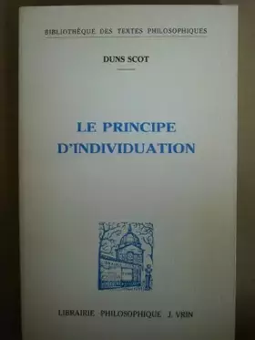 Couverture du produit · Le principe d'individuation