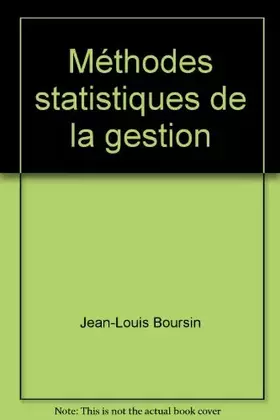Couverture du produit · Méthodes statistiques de la gestion