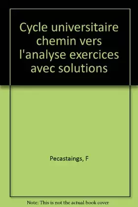 Couverture du produit · Chemins vers l'analyse, tome 1