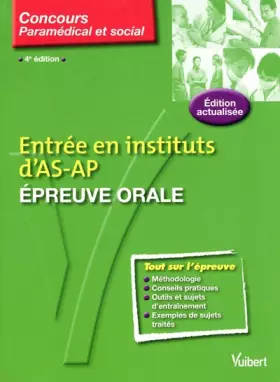 Couverture du produit · Entrée en instituts d'AS-AP: Epreuve orale