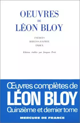 Couverture du produit · Oeuvres de Léon Bloy, tome XV