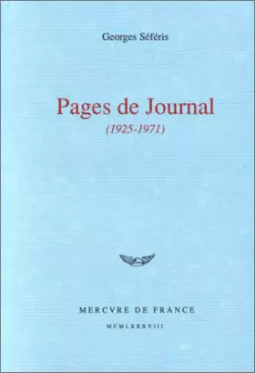 Couverture du produit · Pages de Journal: (1925-1971)