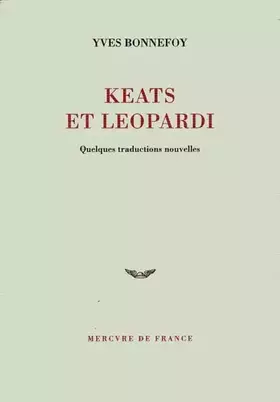 Couverture du produit · Keats et Leopardi