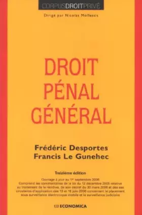 Couverture du produit · Droit pénal général