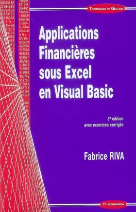 Couverture du produit · Applications financières sous Excel en Visual Basic
