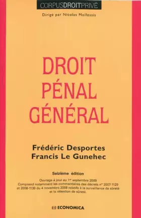 Couverture du produit · Droit pénal général