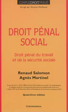 Couverture du produit · Droit pénal social, 4e éd.