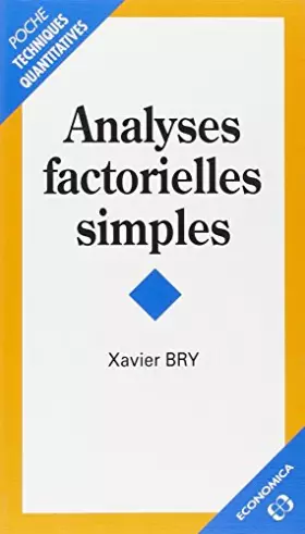 Couverture du produit · Analyses factorielles simples
