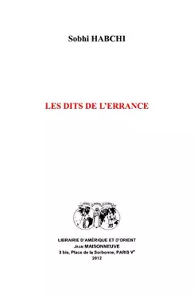 Couverture du produit · Les Dits de l'errance