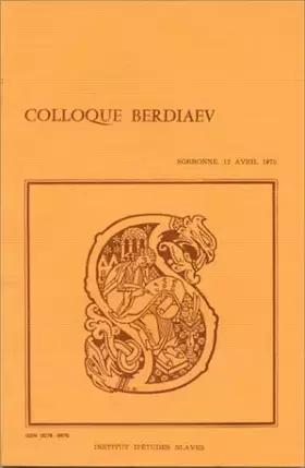 Couverture du produit · Berdiaev. Actes du colloque
