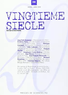 Couverture du produit · Vingtième siècle numéro 58