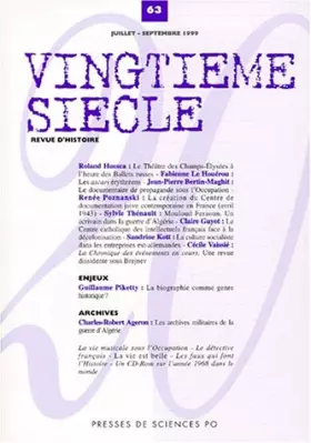 Couverture du produit · Vingtième siècle numéro 63