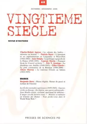 Couverture du produit · Le vingtième siècle, numéro 68, octobre-décembre 2000