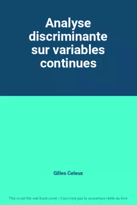 Couverture du produit · Analyse discriminante sur variables continues
