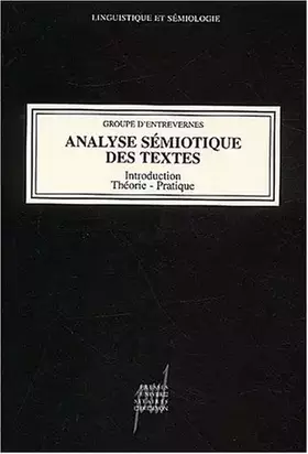Couverture du produit · Analyse sémiotique des textes
