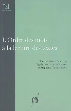 Couverture du produit · L'Ordre des mots à la lecture des textes