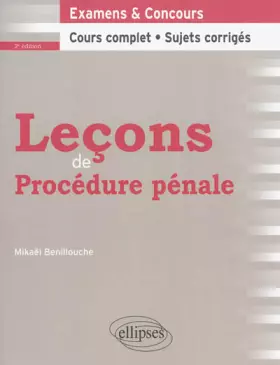 Couverture du produit · Leçons de Procédure Pénale