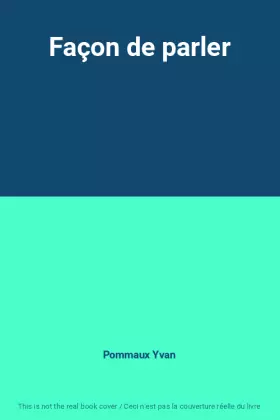Couverture du produit · Façon de parler