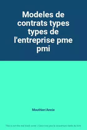 Couverture du produit · Modeles de contrats types types de l'entreprise pme pmi
