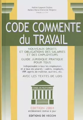 Couverture du produit · Code commenté du travail: Edition 2004