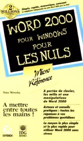 Couverture du produit · Word 2000 micro-référence pour les nuls