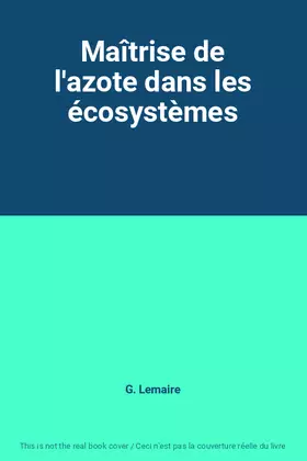Couverture du produit · Maîtrise de l'azote dans les écosystèmes