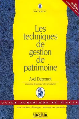 Couverture du produit · Les techniques de gestion de patrimoine, 2e édition